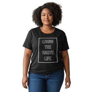 TORRID 0 0X XL Black White Graphic “Living The Haute Life” Tee Shirt R $39